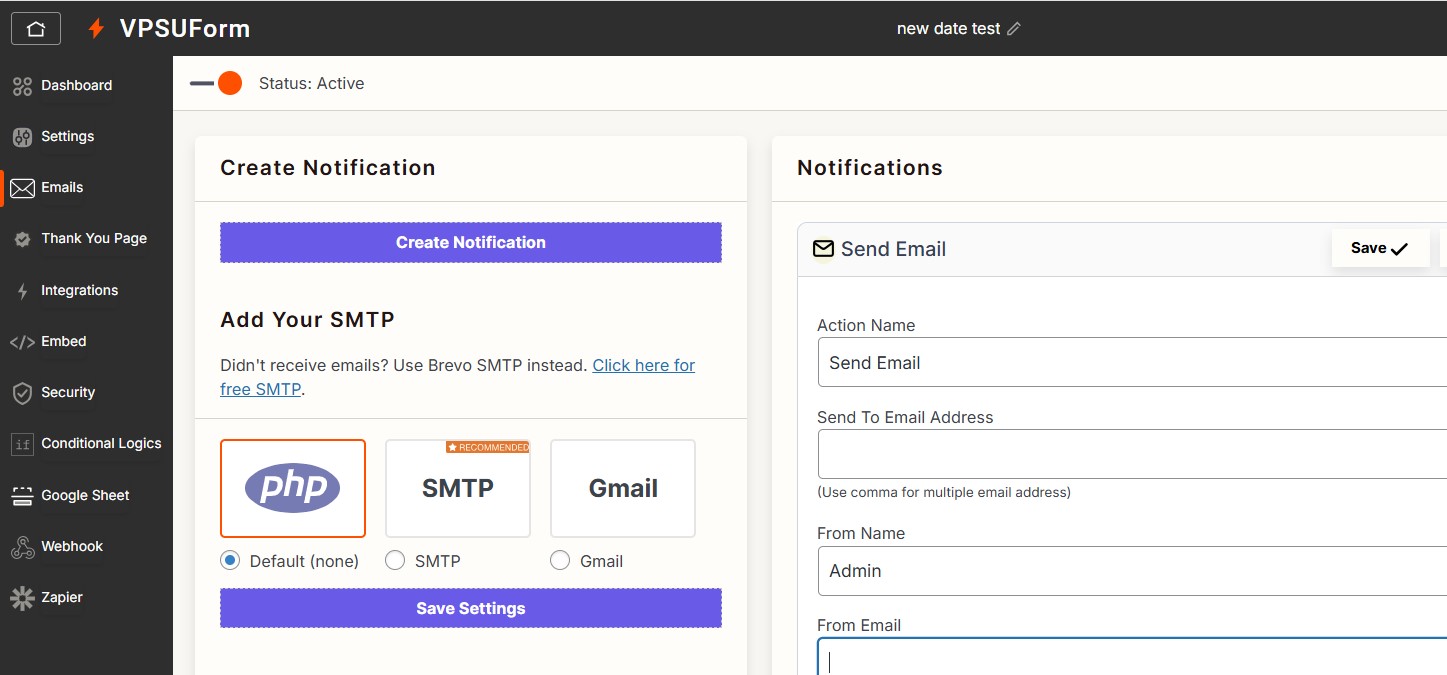 email notification