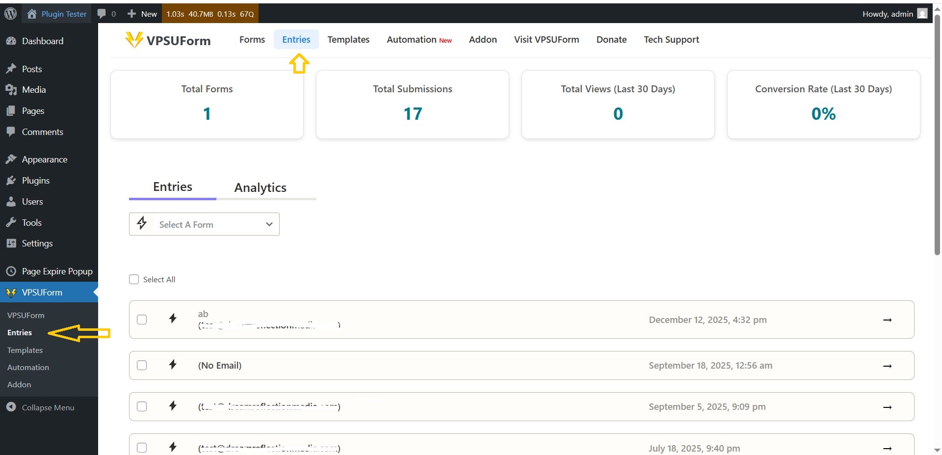 Entries vpsuform