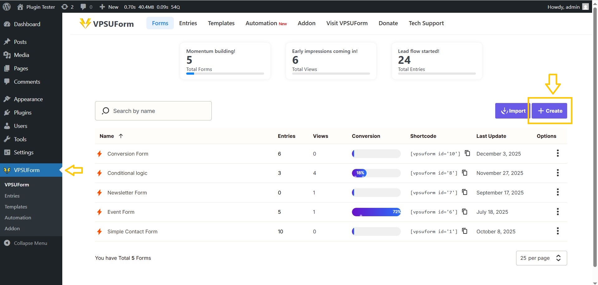 Open VPSUForm