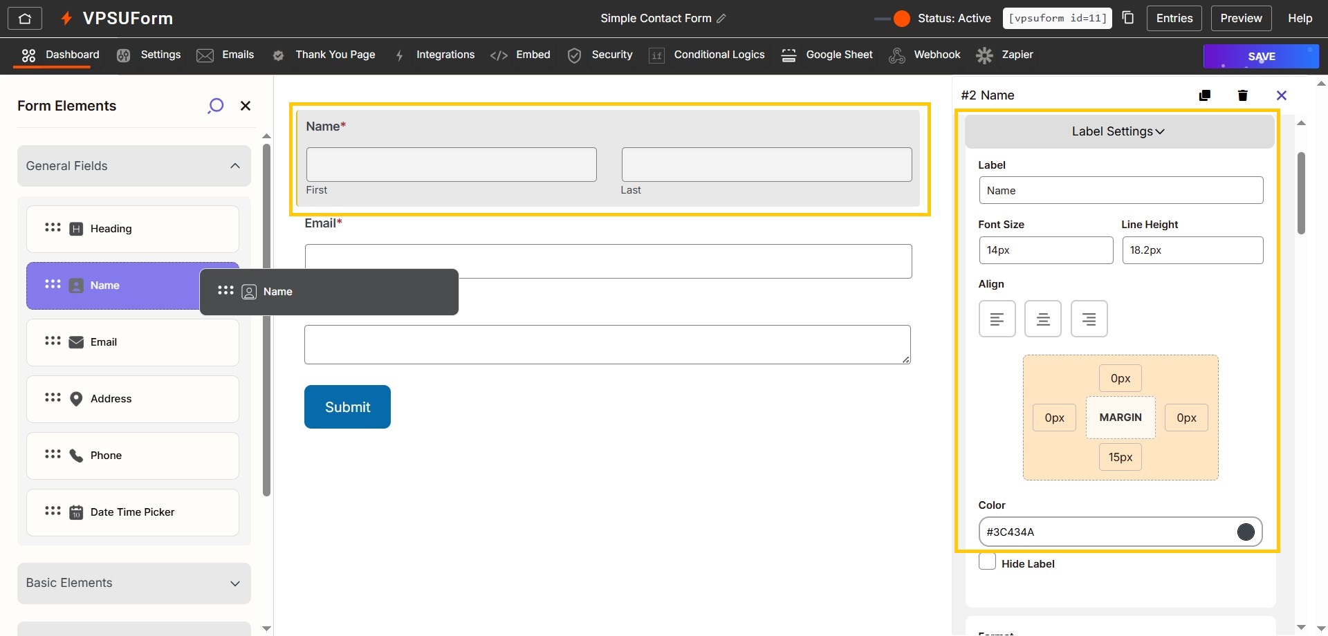 drag drop vpsuform