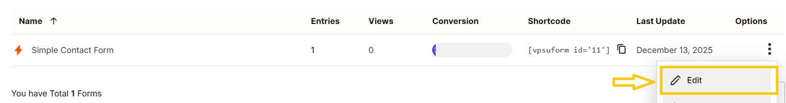 edit form vpsuform